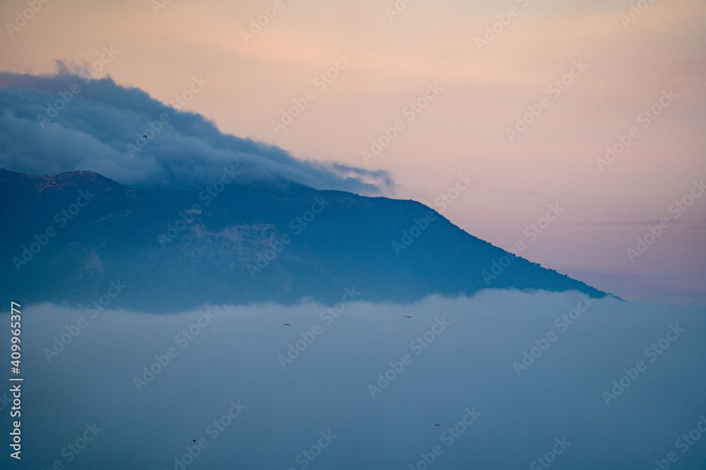 Mountain top above the clouds, Malaga, Spain

