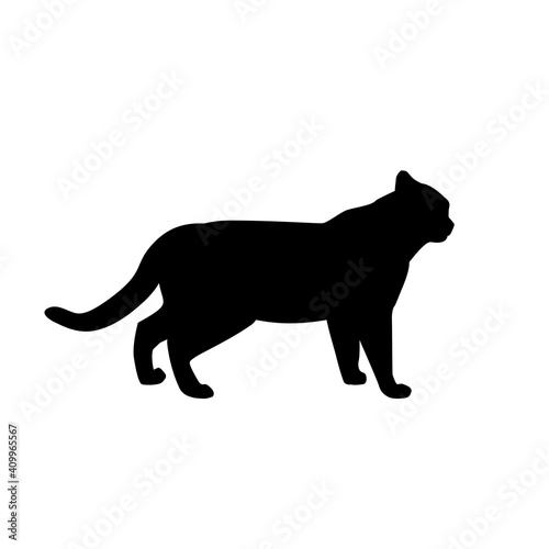Black Cat Silhouette on White Background. Icon Vector Illustration. Concept for  Logo, Print, Sticker. © happy_job