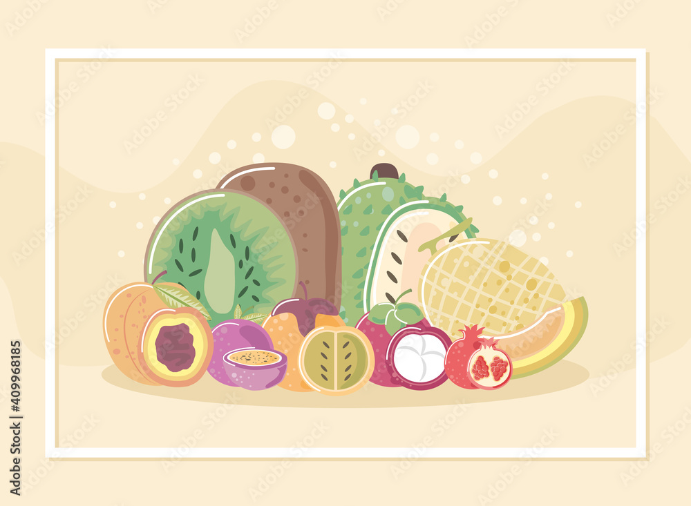 tropical exotic fresh fruits such as kiwi peach melon tropical exotic fresh fruits such as kiwi peach melon