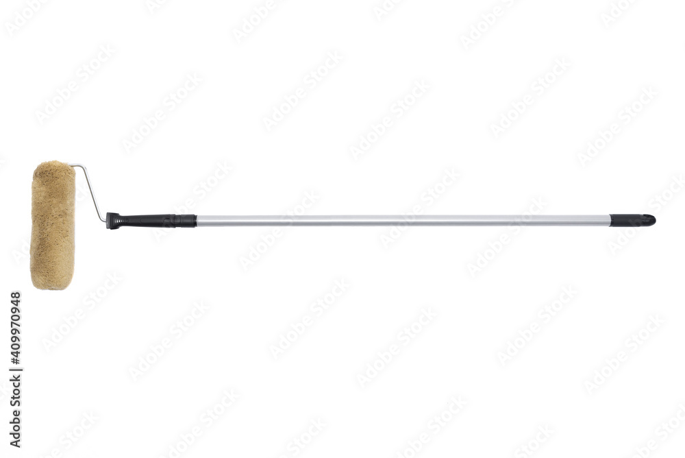 Fotografie Paint roller with a long handle isolated on the white background.