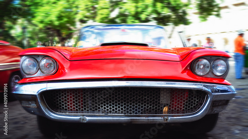 Front View of an old classic American car. Havana, Cuba