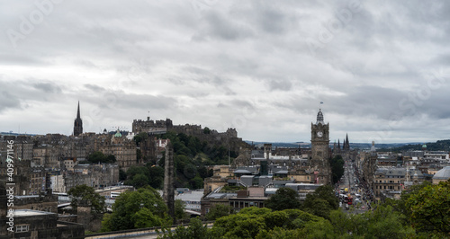 Wallpaper Mural Drone view of amazing cityscape of Edinburgh under gray cloudy sky in Scotland Torontodigital.ca