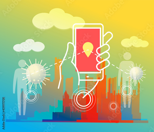 Using Contact Tracing App for Coronavirus - Icon