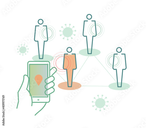 Using Contact Tracing App for Coronavirus - Icon