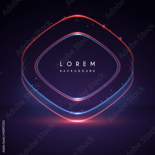 Neon light frame background with sparks