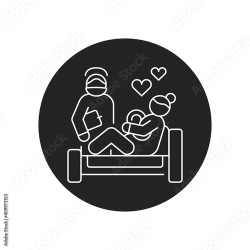 Birth of child black glyph icon. Pictogram for web, mobile app, promo. UI UX design element.