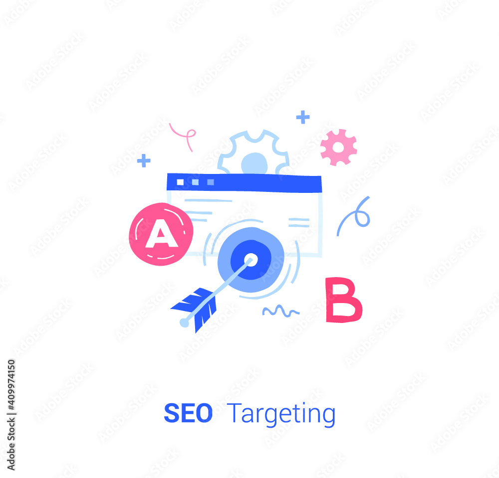 Flat design vector illustration concept of Seo Targeting, Search engine optimization. Flat design vector illustration concept of Seo Targeting, Search engine optimization.