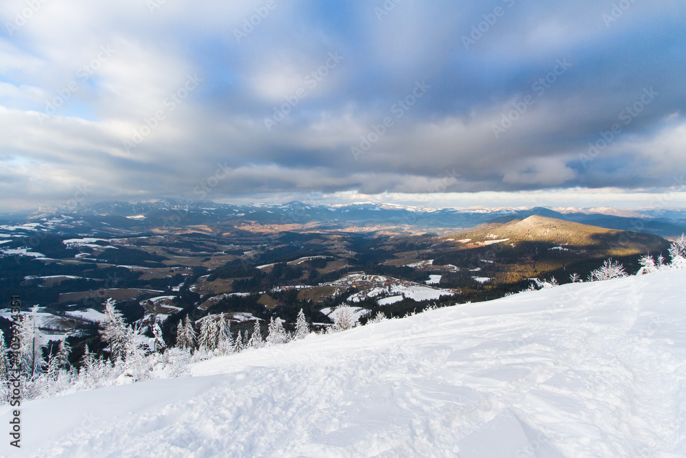 Beautiful winter mountain landscape with a great view