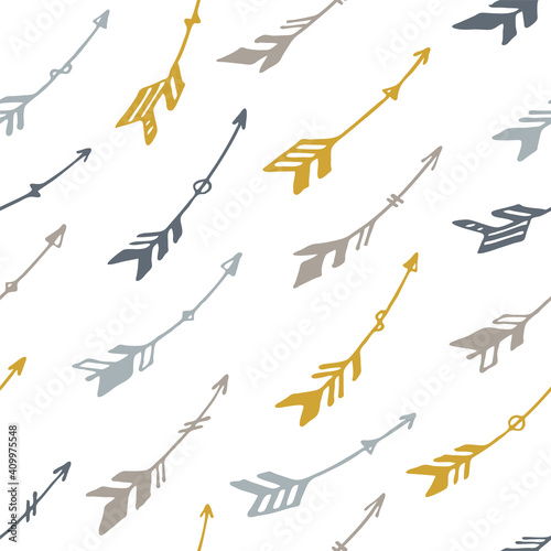 Abstract boho arrows vector seamless pattern. Ethnic rustic design. Indigenous american theme.