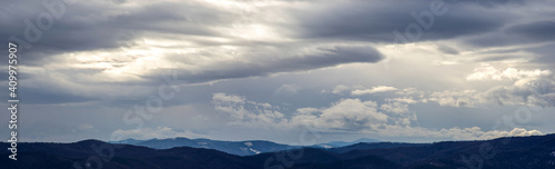 Cloudy day in the Carpathians in winter