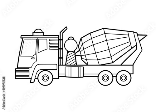 Coloring book for children, Concrete mixer truck