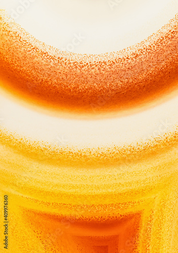 Macro photograph of the speckled appearance of bands in a backlit agate