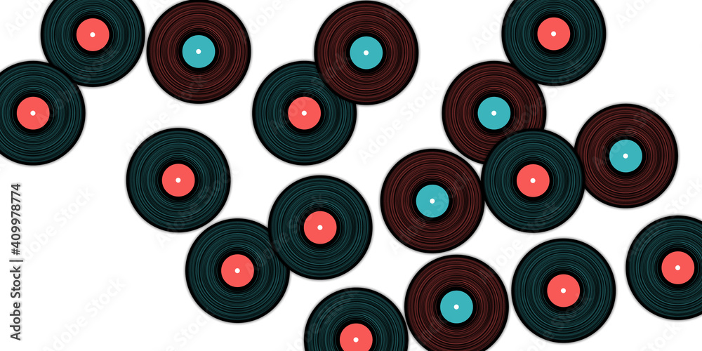 Vinyl records vector musical background. Vinyl records vector musical background.