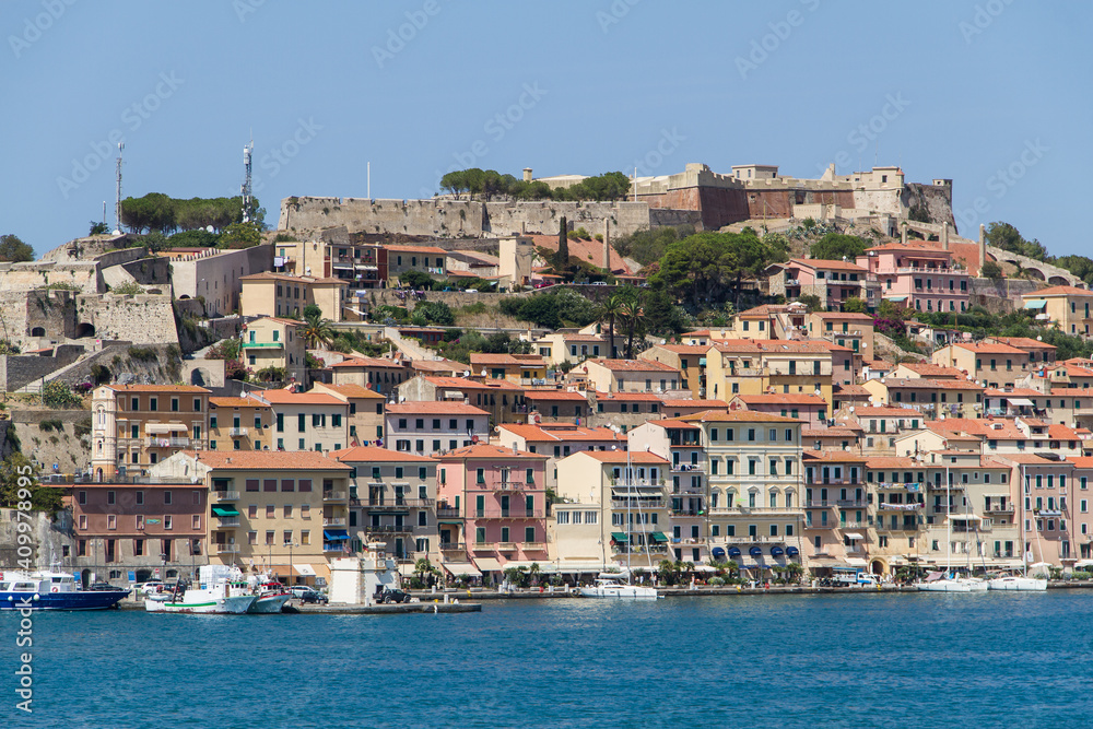 City scape of Portoferraio on the island of Elba in Italy
