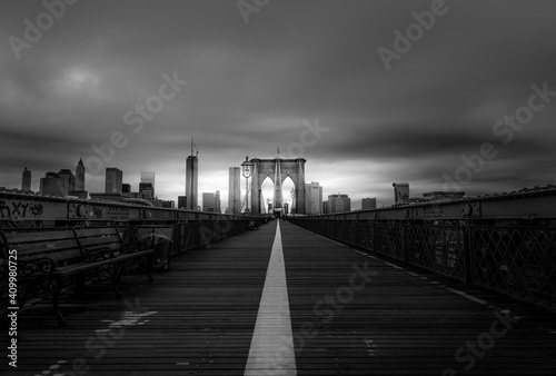 Brooklyn Bridge on a cloudy day