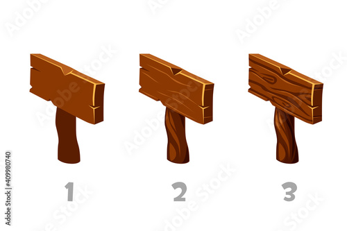 Vector illustration wooden board pointer in isometric.