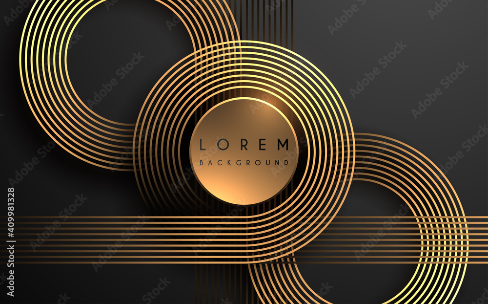 Abstract circle golden lines background - obrazy, fototapety, plakaty 