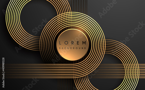 Abstract circle golden lines background