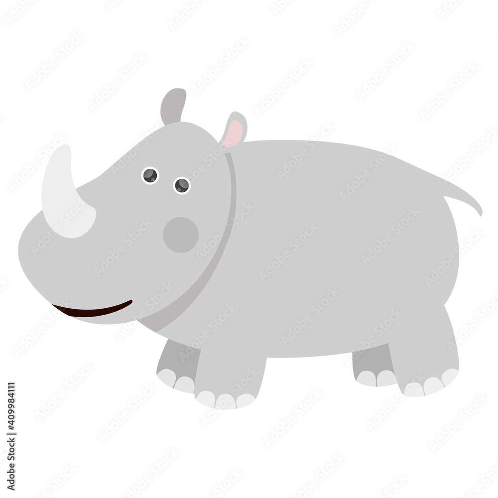 cute rhino kids illustration drawing for books magazines learning cards africa animals