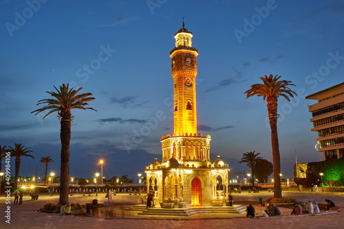 Famous traditional Clock Tower in Izmir, Turkey