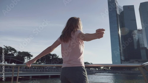 Woman Enjoying View of downtown Singapore
