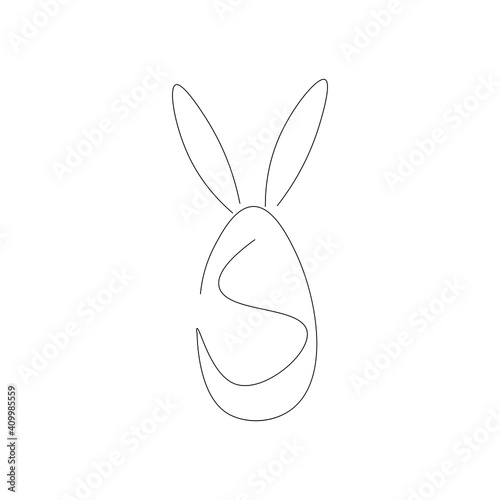 Easter egg bunny line drawing, vector illustration © Keya