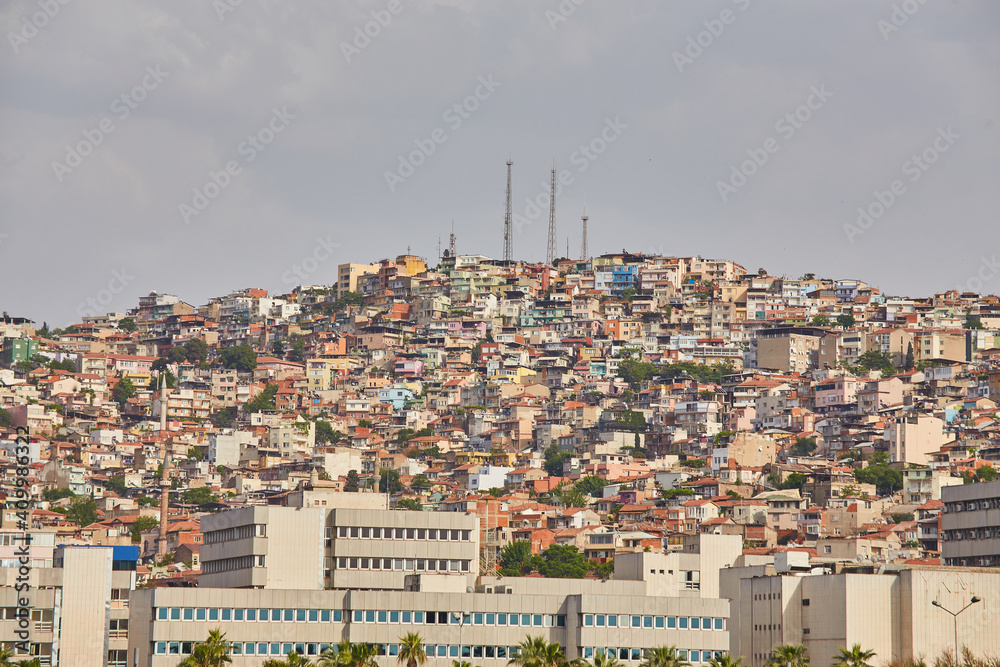 Fototapeta premium Izmir City panoramic view from building in city.
