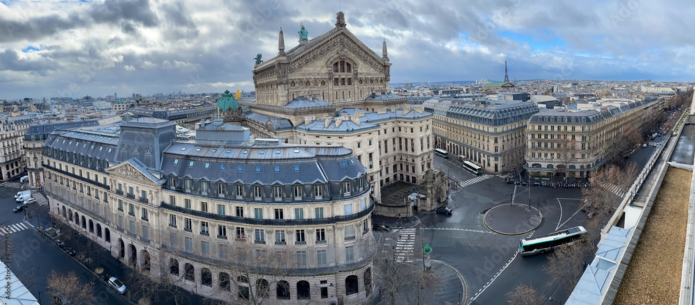 Panoramic view of central Paris during the Covid-19 lockdown, Paris, France