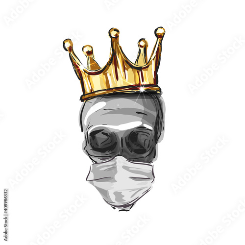 Skull in crown. Protecting mask