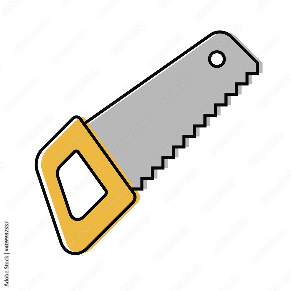 hand saw. hand locksmith tools. vector icon in flat style hand saw. hand locksmith tools. vector icon in flat style