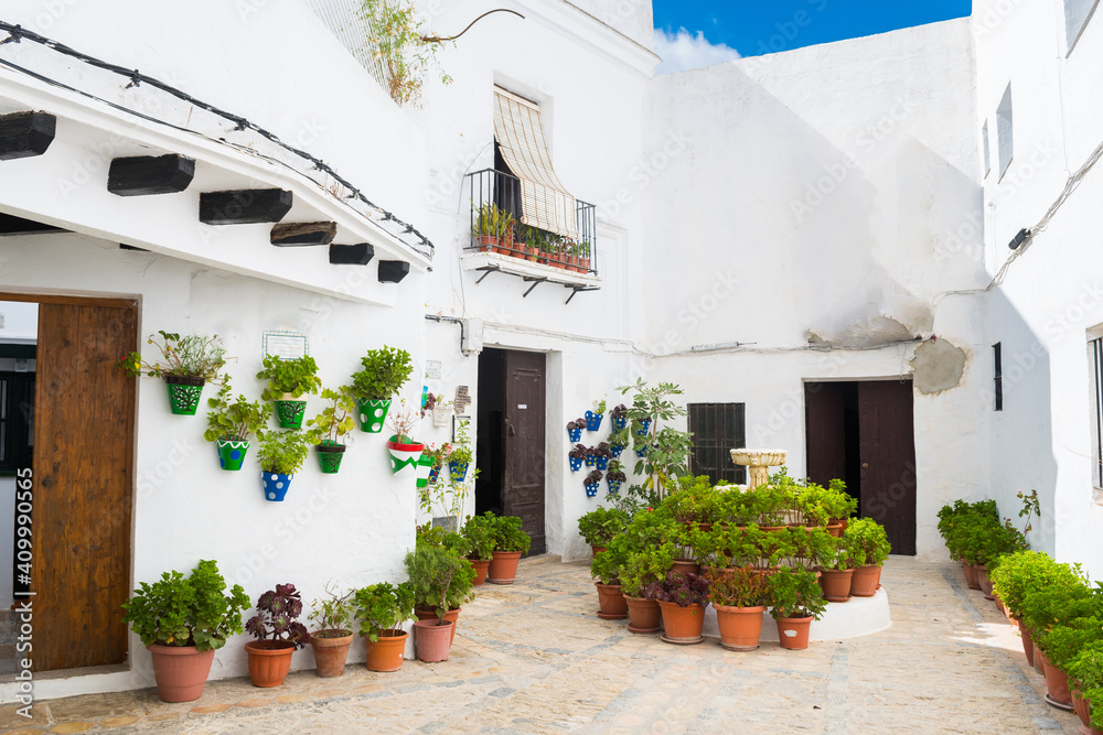 beautiful streets of a famous white town in andalusia, Spain