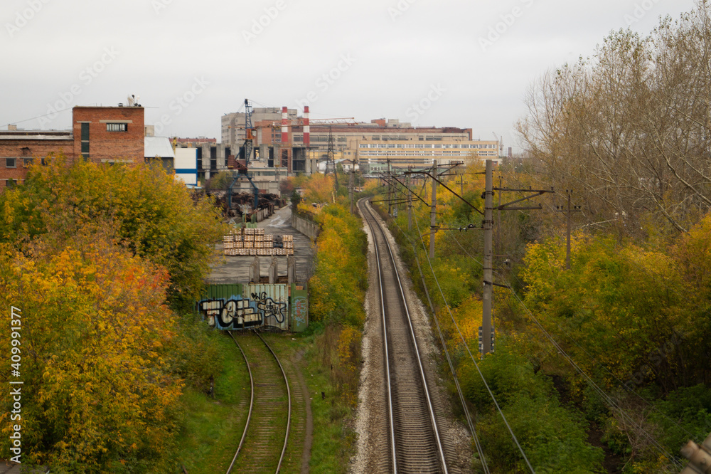 Fototapeta premium railway in the city