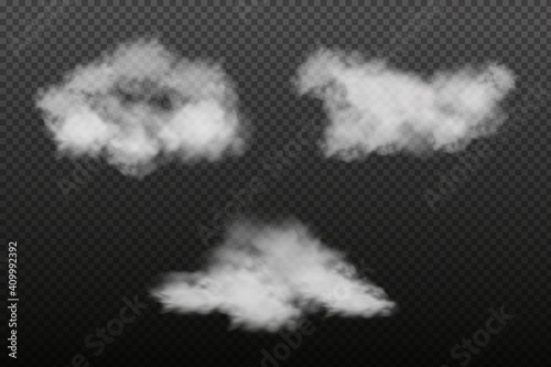 White vector cloudiness ,fog or smoke on dark checkered background.SCloudy sky or smog over the city.Vector illustration.
