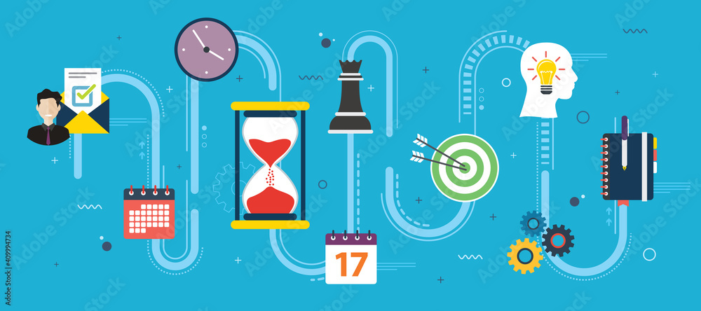 Premium Vector  Time control concept clock hourglass calendar