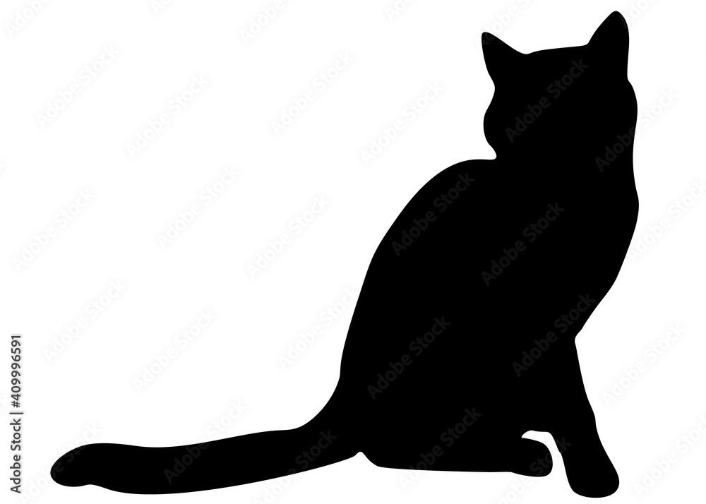 The cat is sitting. Vector image.