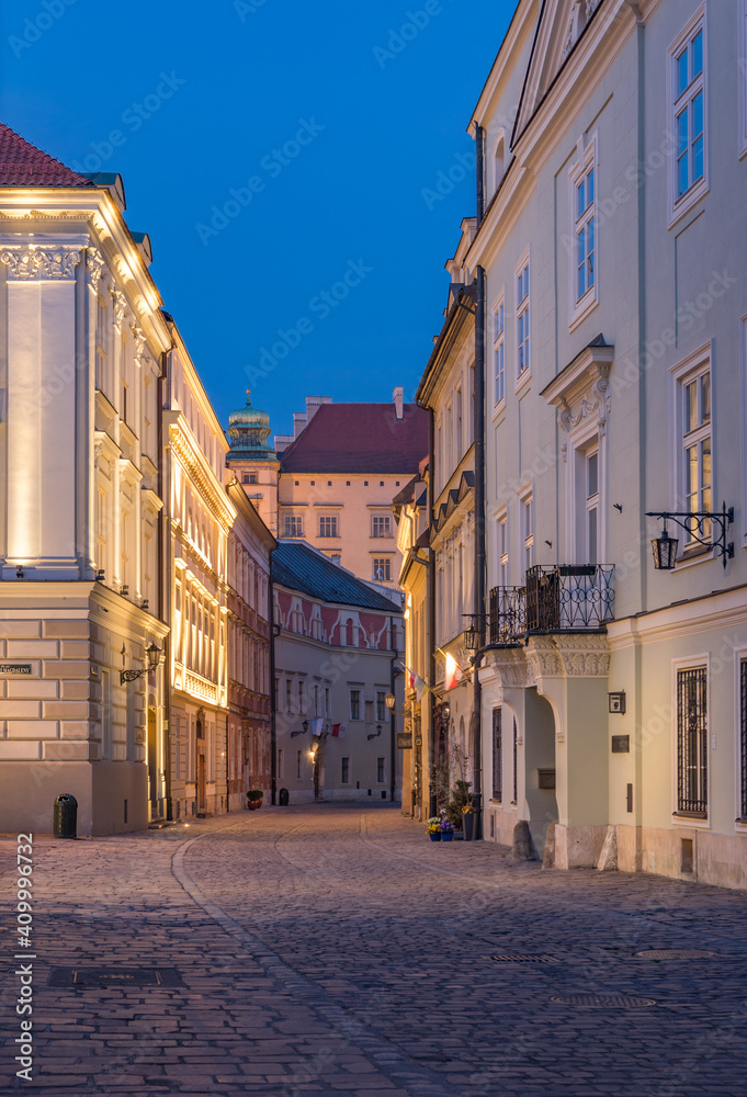 Naklejka premium Krakow old town, Kanonicza street in the morning