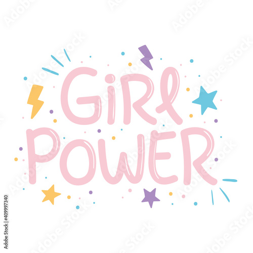 girl power hand drawn lettering motivational