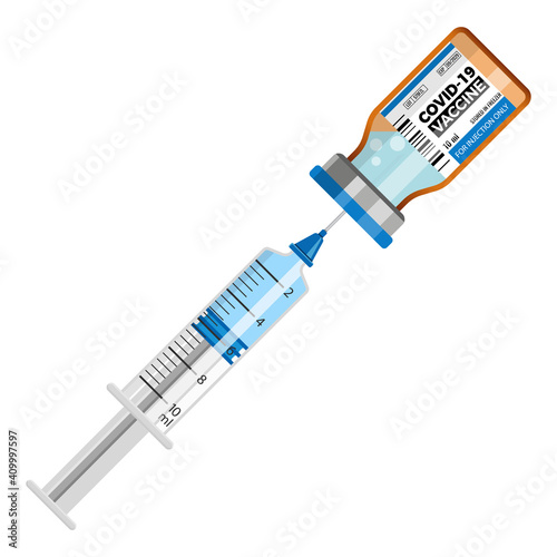Covid-19 coronavirus vaccine and syringe injection
