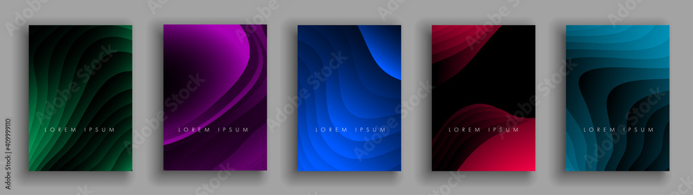 Fototapeta premium Abstract cover set. background or pattern with smooth waves. vector design.