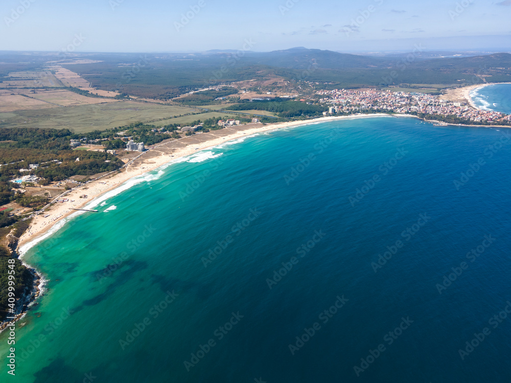Aerial view of South Beach of Primorsko, Bulgaria