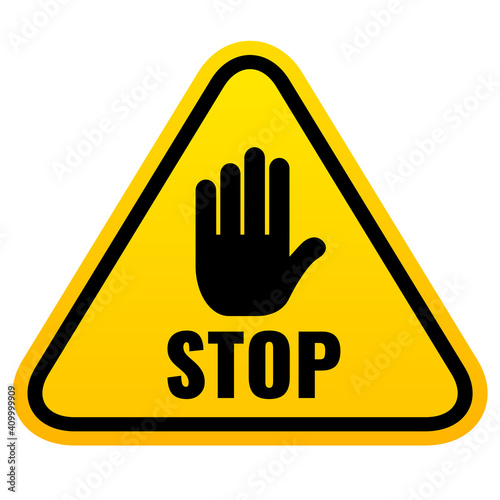 Stop triangle sign with hand