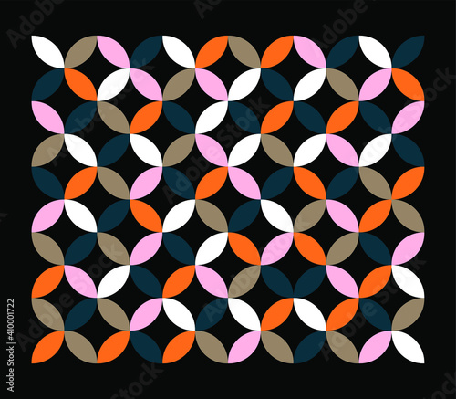 colored pattern on a black background, vector illustration