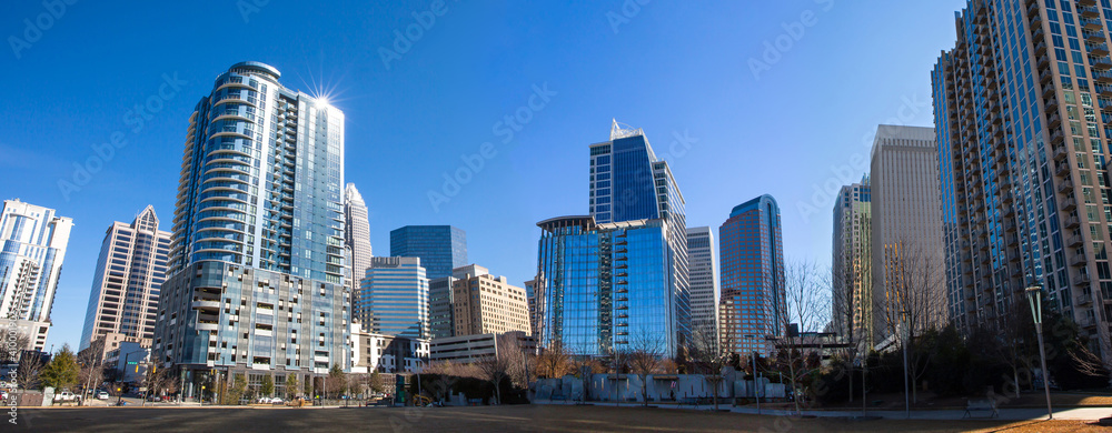 Obraz premium Panorama of Charlotte, North Carolina Skyline