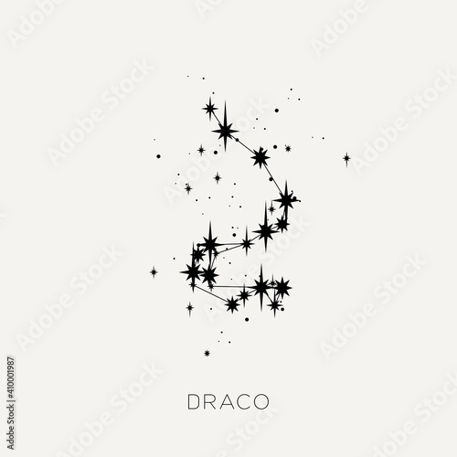 Star constellation space zodiac draco black white vector