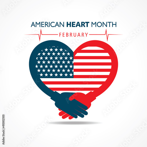 Vector illustration of National American Heart Month observed in February