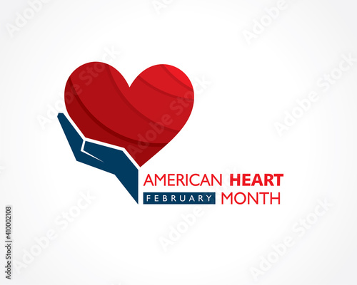Vector illustration of National American Heart Month observed in February