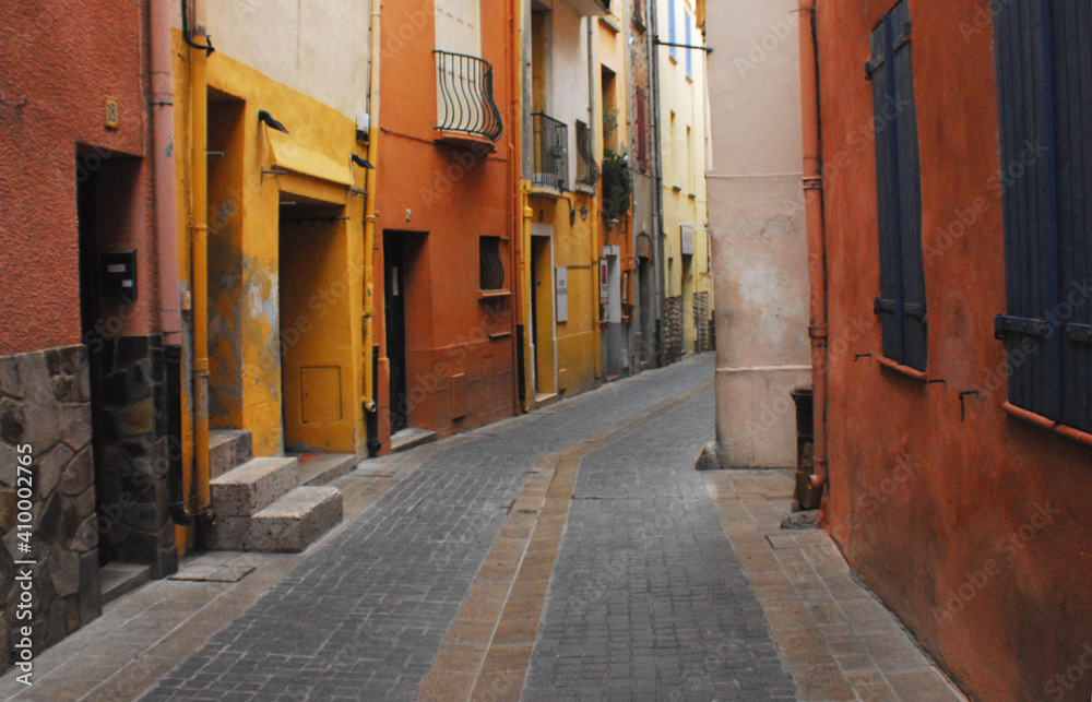 Fototapeta premium France- Collioure- A Colorful Narrow Street in the Medieval Center