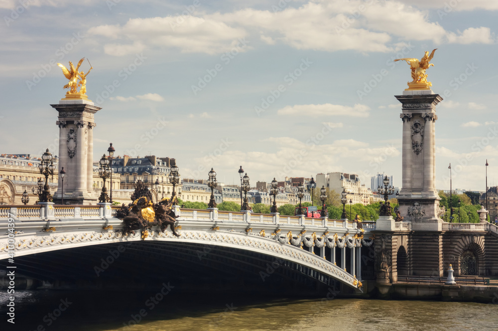 Alexander's third bridge in Paris on a spring day. France