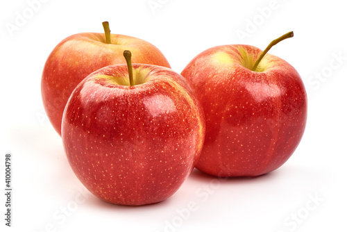 Shiny red apples, isolated on white background