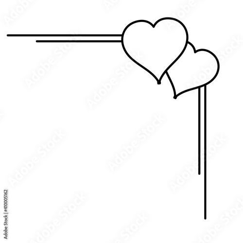 corner with hearts for valentine's day, holiday of love, frame for decorating postcards, advertisements